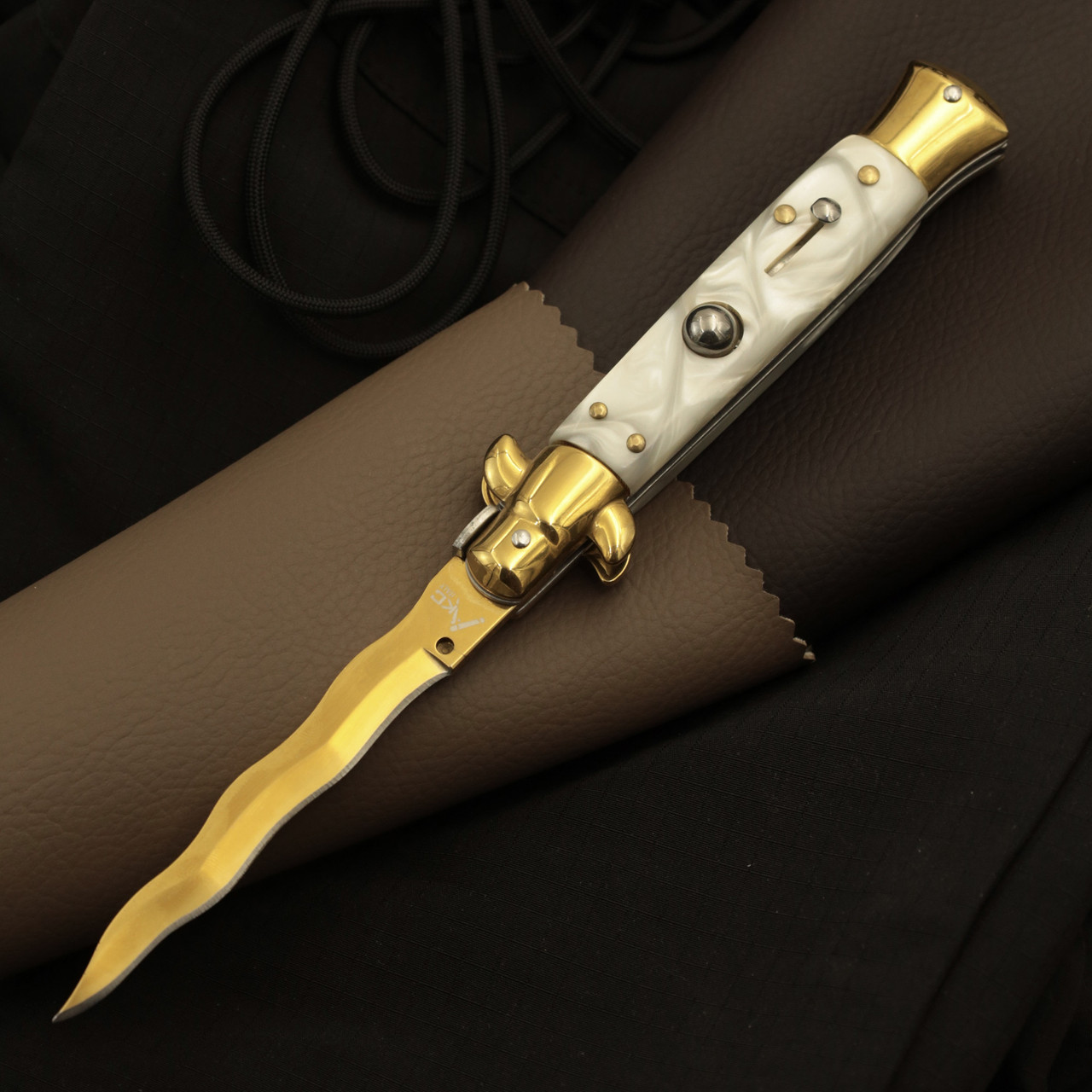 Ніж стилет AKC Flamberg Gold-White, фото 1