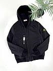 Чоловіча куртка Stone Island Soft Shell на мікрофлісі чорна Куртка Стон Айленд з патчем, фото 2