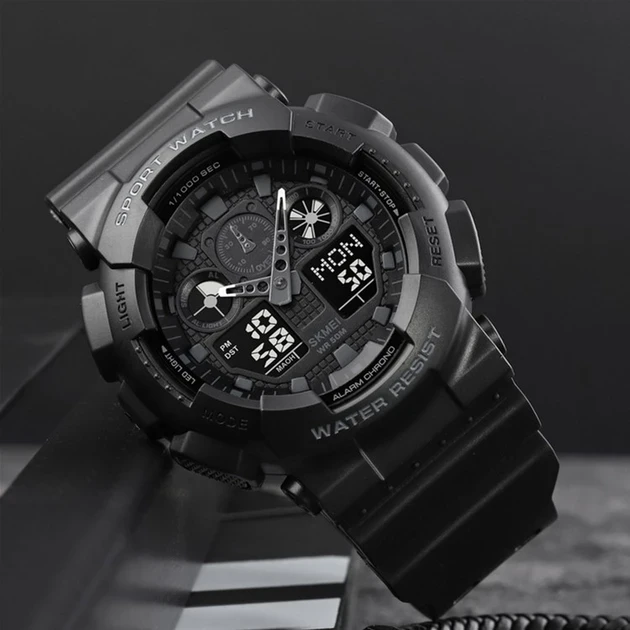 Кварцово-електронний годинник Skmei 1832 Black, фото 1