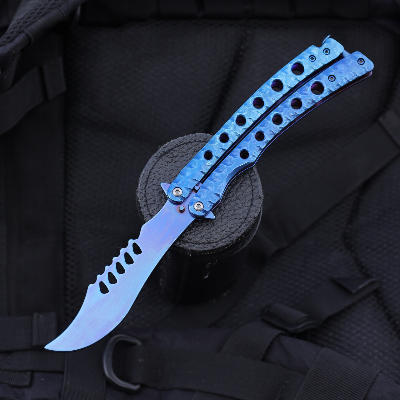Ніж метелик вигнутий (Тренувальний) Blue, фото 1