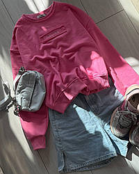 Жіночий світшот з написом “Bulochka” рожевого кольору з комфортної тканини петля в одному розмірі 42/46