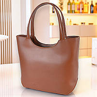 Велика жіноча сумка тоут на плече руда з екошкіри для документів