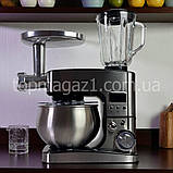 Комбайн для кухні тістоміс 7 л Top Kitchen 4500 Вт кухонний комбайн 4в1 м'ясорубка з насадками для ковбас і дерунів з дисплеєм, фото 2