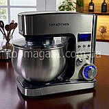 Комбайн для кухні тістоміс 7 л Top Kitchen 4500 Вт кухонний комбайн 4в1 м'ясорубка з насадками для ковбас і дерунів з дисплеєм, фото 4