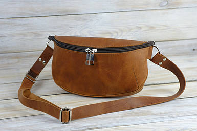 Жіноча сумка Лея з натуральної шкіри колір Коньяк
