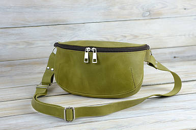 Жіноча сумка Лея з натуральної шкіри колір Оливковий