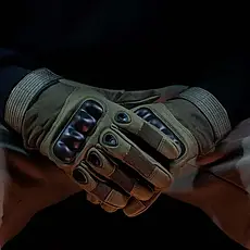 Рукавиці тактичні з захистом на п'ясток. Олива L