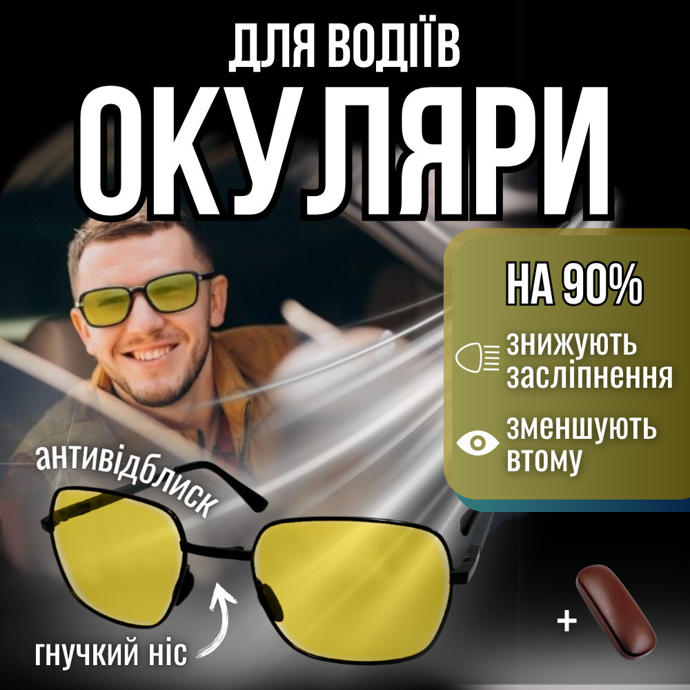 Окуляри для водіїв, антиблікові окуляри, окуляри для водіння Hechpro (1709), фото 1