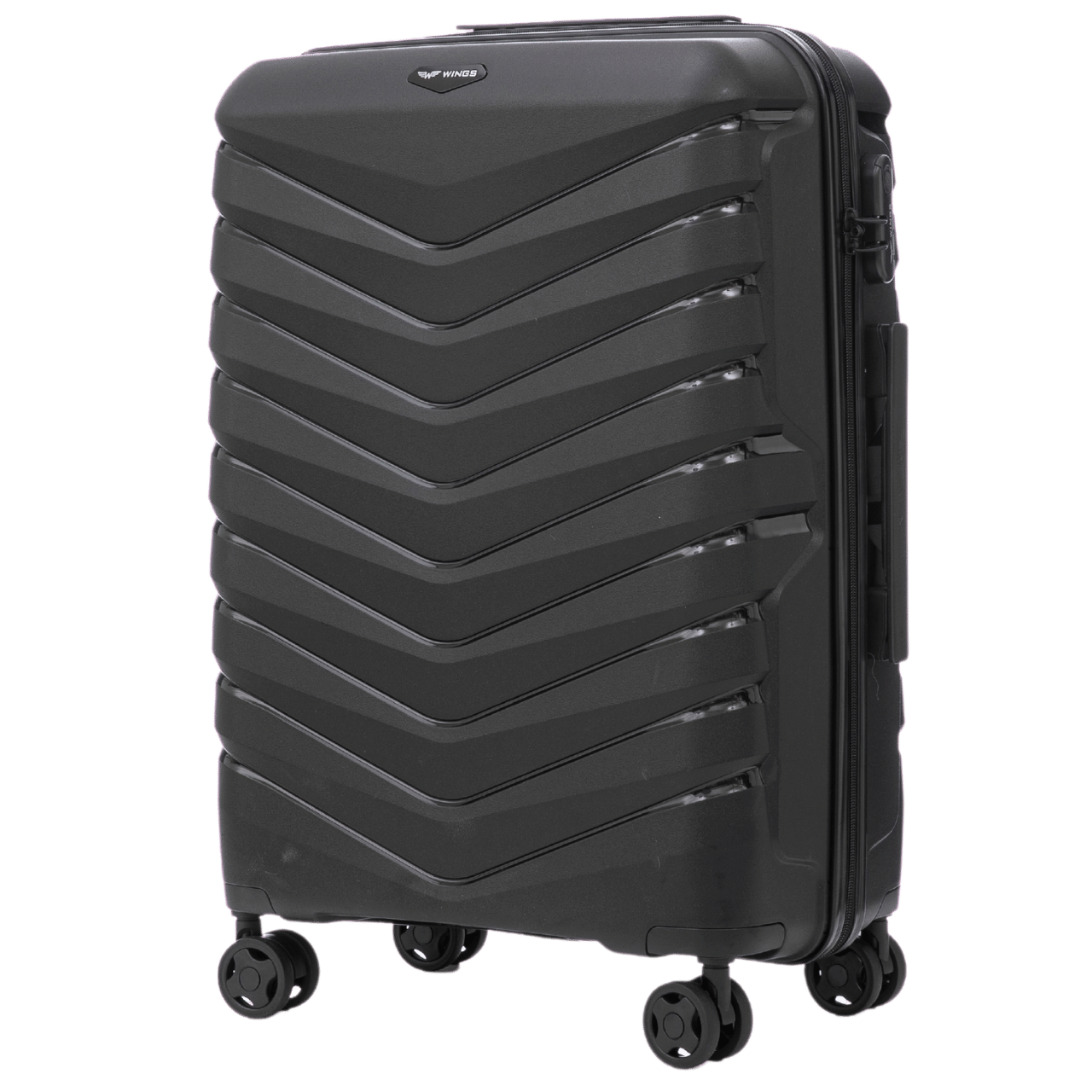 Валіза WINGS PHX02 Поліпропілен на 4-х колесах, середня (M) Чорна