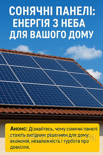 Сонячні панелі: енергія з неба для вашого дому