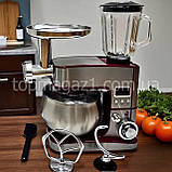 Універсальна кухонна машина 4в1 Top Kitchen 4500 Вт тістоміс з чашею 7 л м'ясорубка для фаршу з насадками для шинкування блендер, фото 10