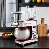 Універсальна кухонна машина 4в1 Top Kitchen 4500 Вт тістоміс з чашею 7 л м'ясорубка для фаршу з насадками для шинкування блендер, фото 5