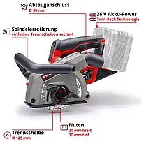 Бороздоділ (штроборіз) акумуляторний безщітковий Einhell TP-MA 36/30 - Solo (4350800), фото 2