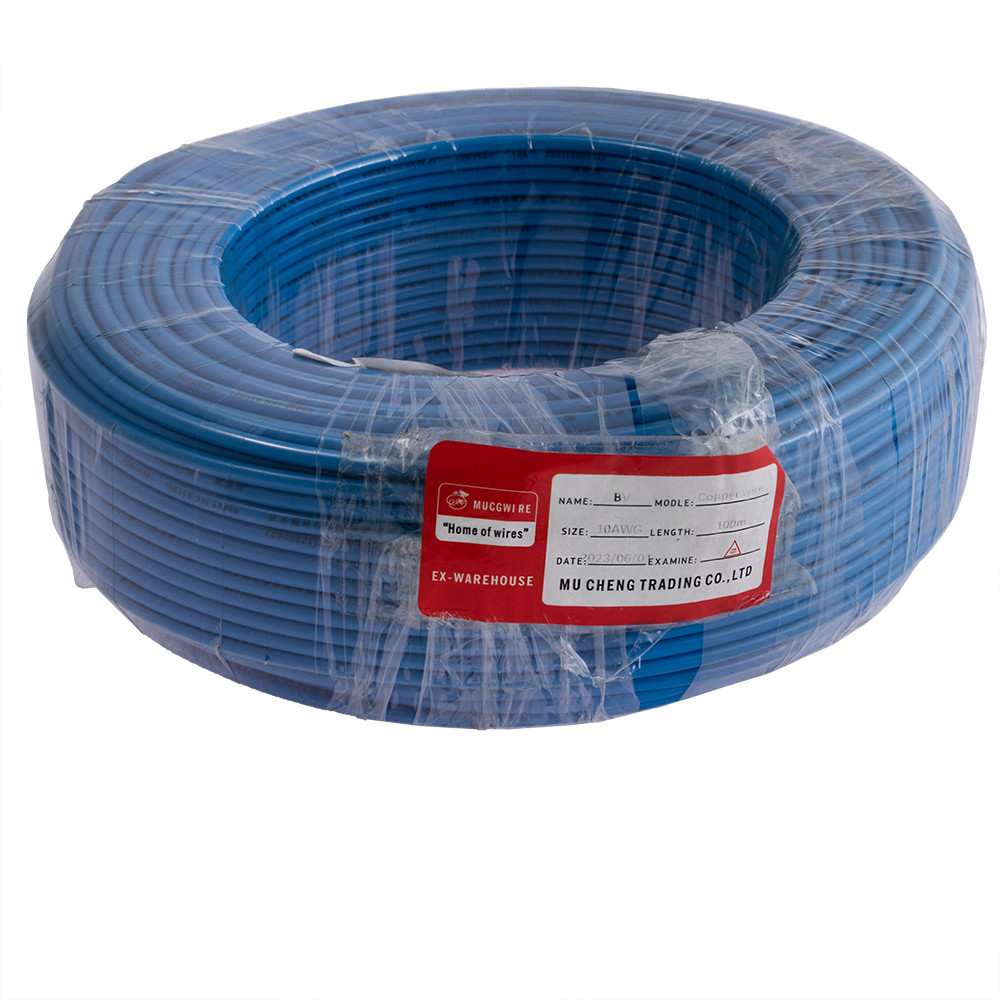 Провід одножильний 6.0mm² (10AWG, 1xD2.76мм, мідь, PVC), синій, 1м
