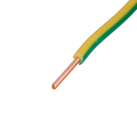 Провід одножильний 1.0mm² (18AWG, 1xD1.13мм, мідь, PVC), жовто-зелений, 1м, фото 2