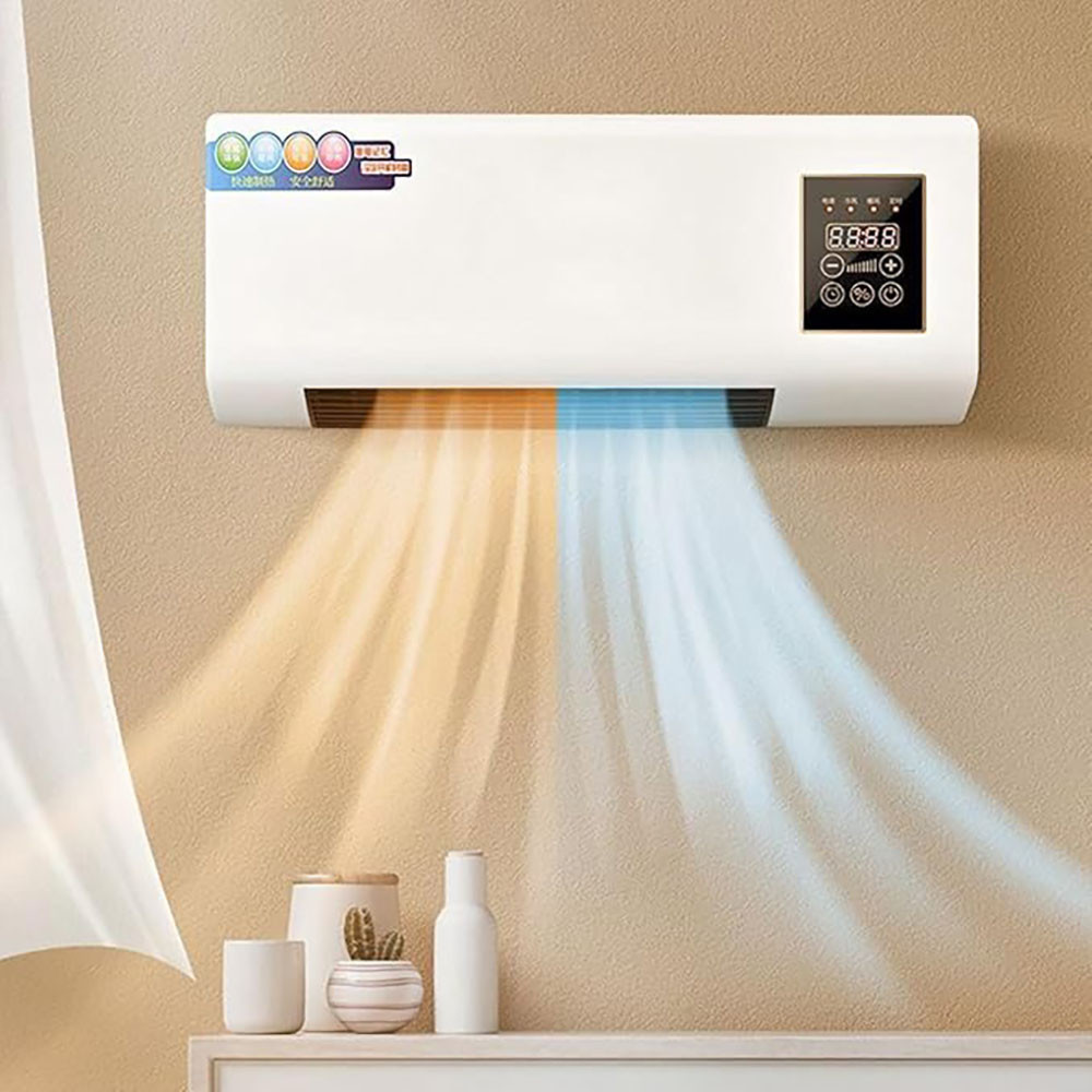 Тепловентилятор настінний 2 кВт із пультом 3 режими роботи швидке нагрівання та захист від перегрівання, фото 1