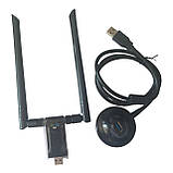 WiFi-адаптер WiFi 6 1200Mbps, дводіапазонний USB (5.8G/867Mbps + 2.4G/300Mbps) з підставкою USB 3.0, подовжувачем, фото 2