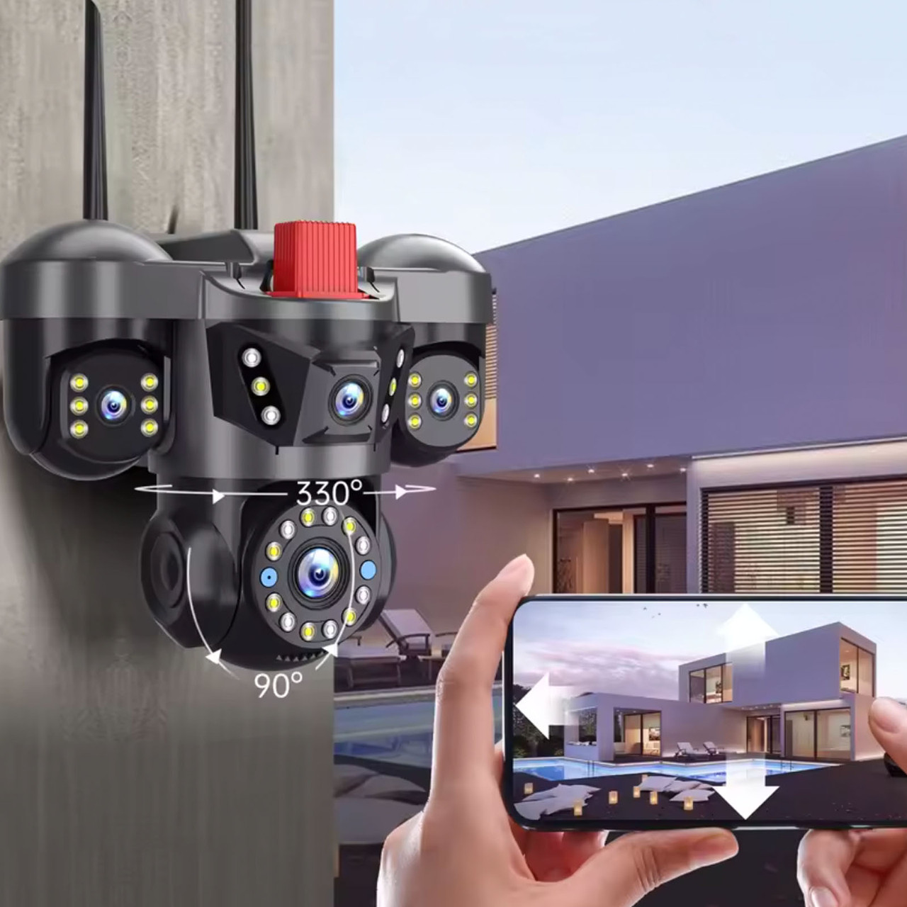 Вулична WIFI-камера відеоспостереження 12MP V380 HD з поворотним механізмом нічним баченням і віддаленим доступом, фото 1