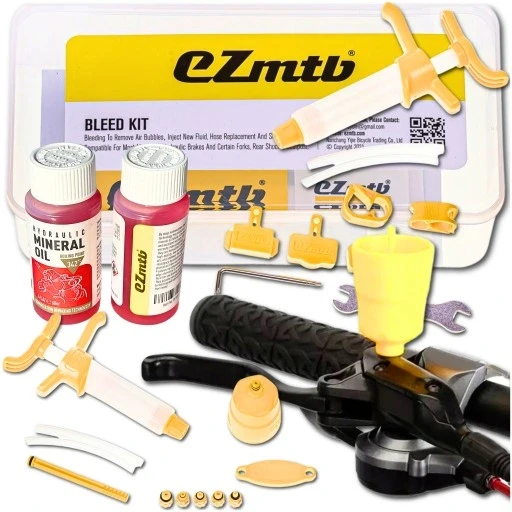 Великий набір для видалення повітря з гальм велосипедних 2x мінеральна олія Ezmtb, фото 1
