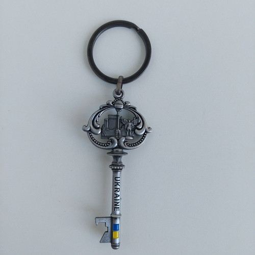 Брелок-відкривачка металевий - Ключик з колажем (темне срібло) (21719), фото 1