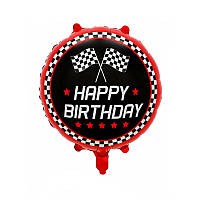 Фольгована кулька коло Гонки прапорці Happy Birthday 18" Китай