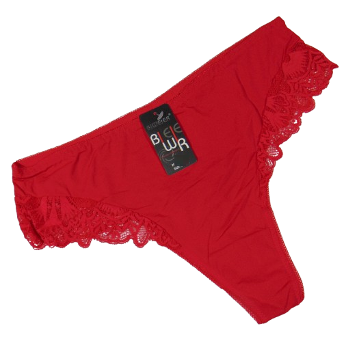 Високі стринги з мереживом із боків XL червоні Biweier 768, фото 1