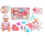 Пупс з ванночкою 8933 B-1 п’є  з пляшечки, ходить на горщик, ванна, ллється вода, звук, підсвічування, аксесуари, фото 3
