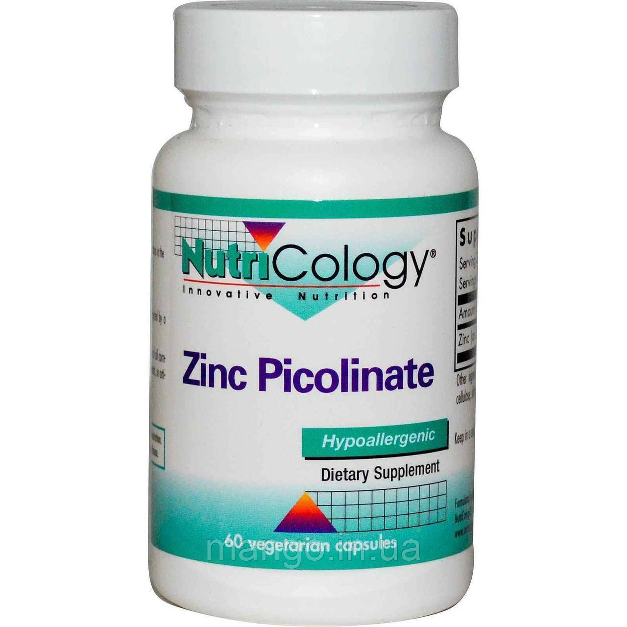 Цинк Піколінат, Zinc Picolinate, Nutricology, 60 капсул, фото 1