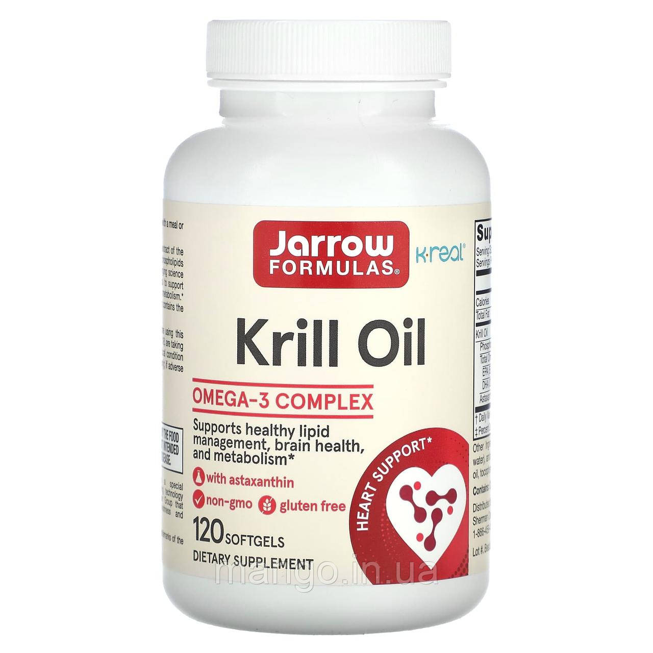 Масло криля, Krill Oil, Jarrow Formulas, 300 мг, 120 гелевих капсул, фото 1