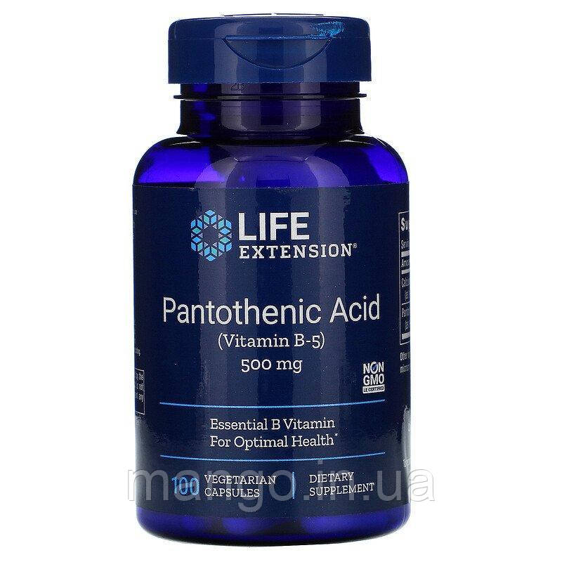 Пантотенова кислота (Pantothenic Acid), Life Extension, 500 мг, 100 кап., фото 1