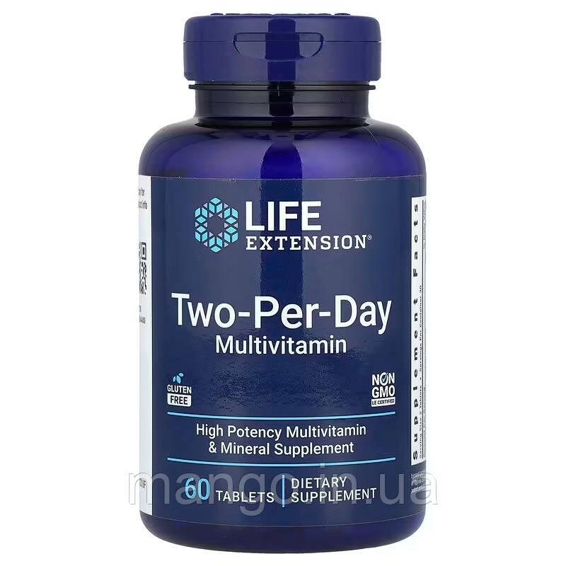 Мультивітаміни, Two-Per-Day Multivitamin, Life Extension, по 2 в день, 60 таблеток, фото 1
