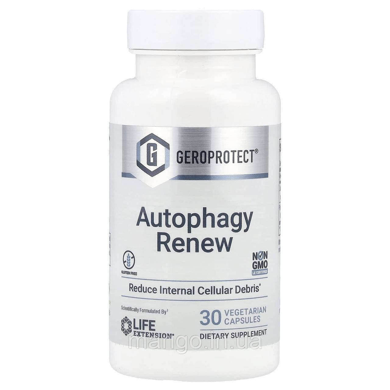 Формула довголіття, GeroProtect, Autophagy Renew, Life Extension, відновлення аутофагії, 30 вегетаріанських капсул, фото 1