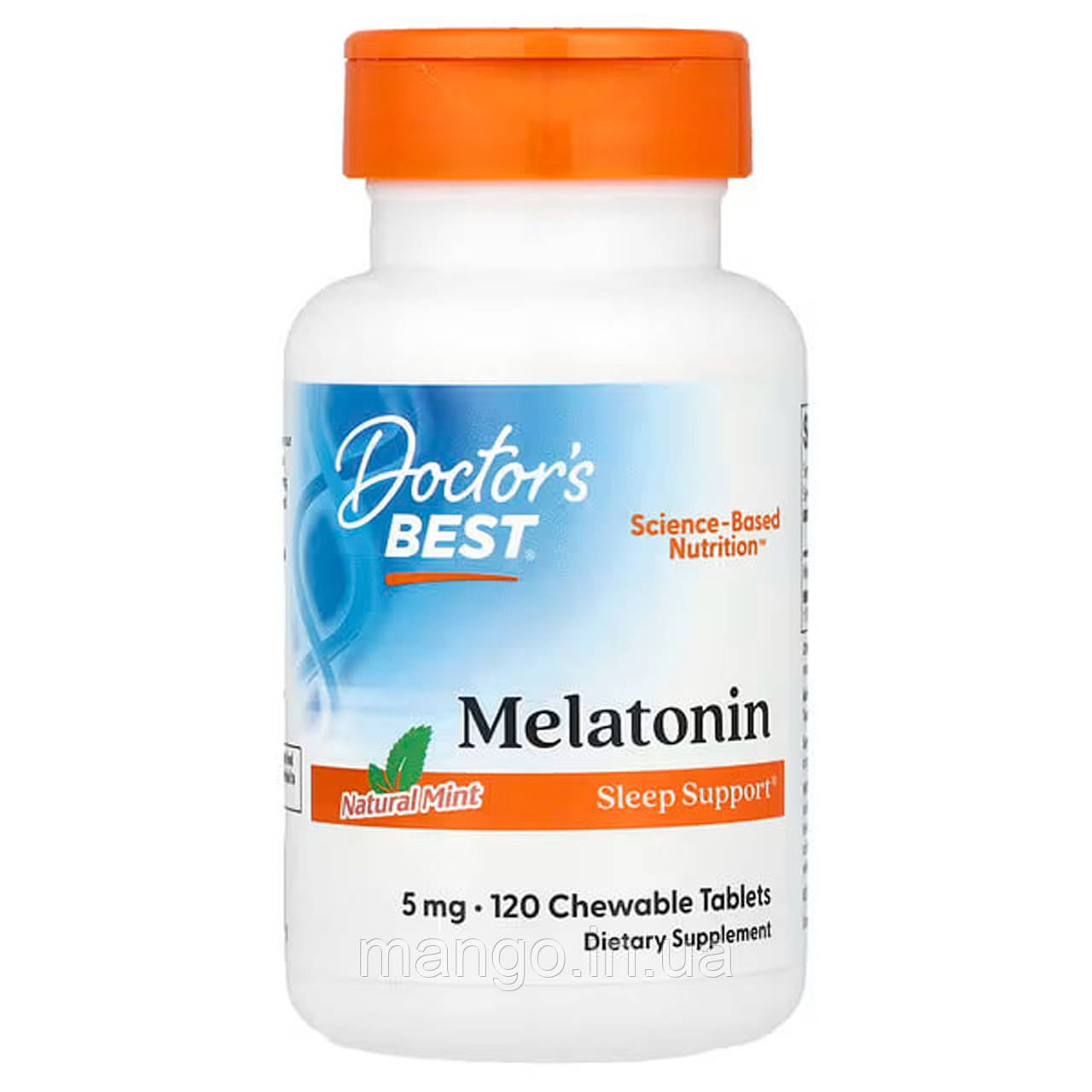 Мелатонін, Melatonin, Doctor's Best, натуральна м'ята, 5 мг, 120 жувальних таблеток, фото 1