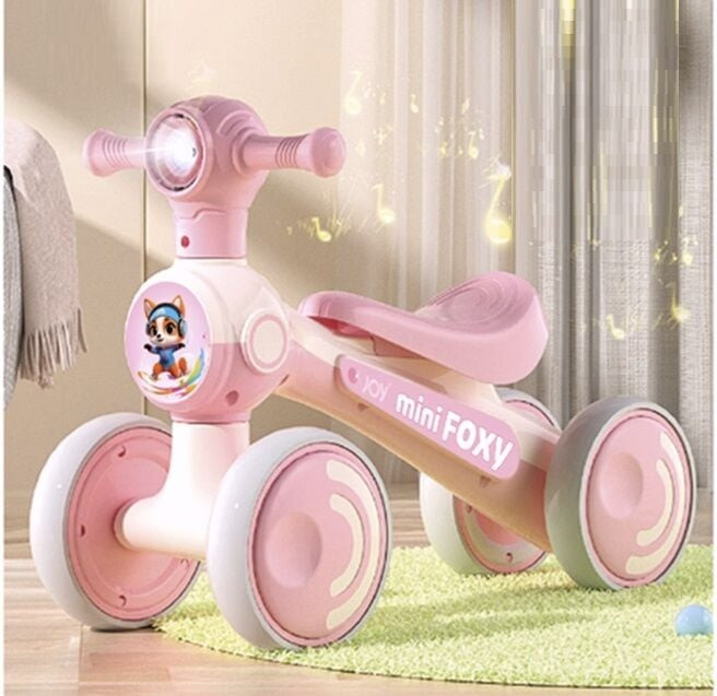 Дитячий біговел велобіг для дітей від 1.5 до 3 років JOY TR-69533 пластикова рама українська озвучування Рожевий, фото 1