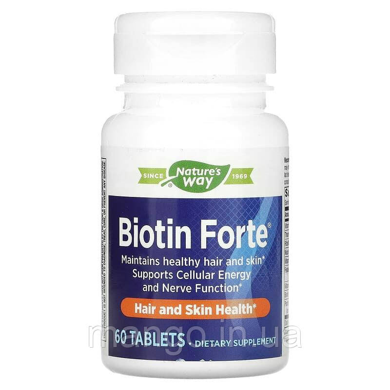 Біотин, Biotin Forte, Nature's Way, екстра сила, 60 таблеток, фото 1
