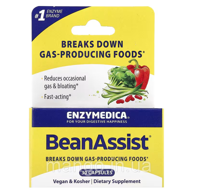 Фермент для перетравлення складних вуглеводів, BeanAssist, Enzymedica, 30 капсул, фото 1