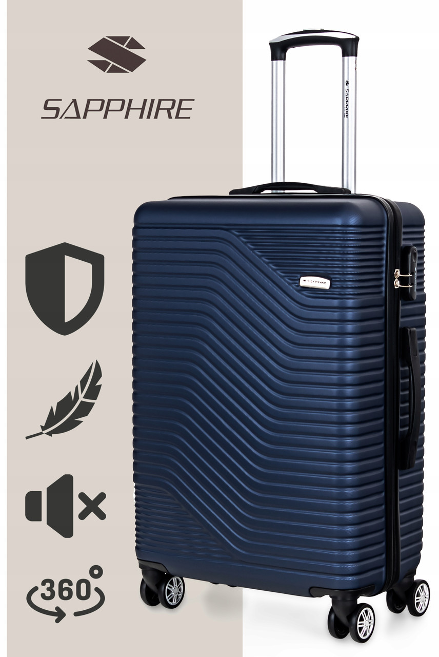 Велика подорожна валіза на колесах з Abs міцна з кодовим замком Xxl Sapphire Duo, фото 1