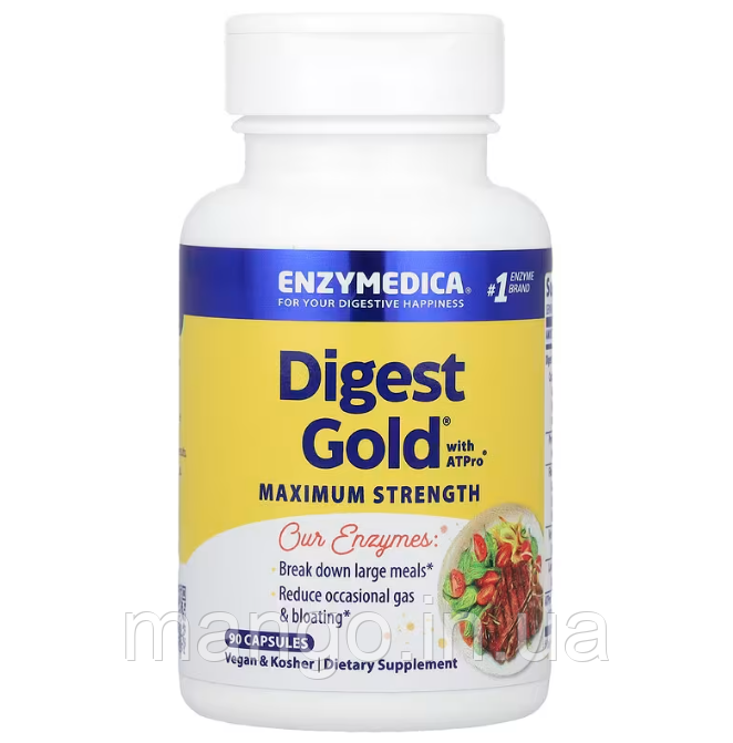 Ферменти для травлення, Digest Gold, Enzymedica, 90 капсул, фото 1