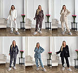 Чорний теплий махровий жіночий костюм-піжама-трійка, фото 10