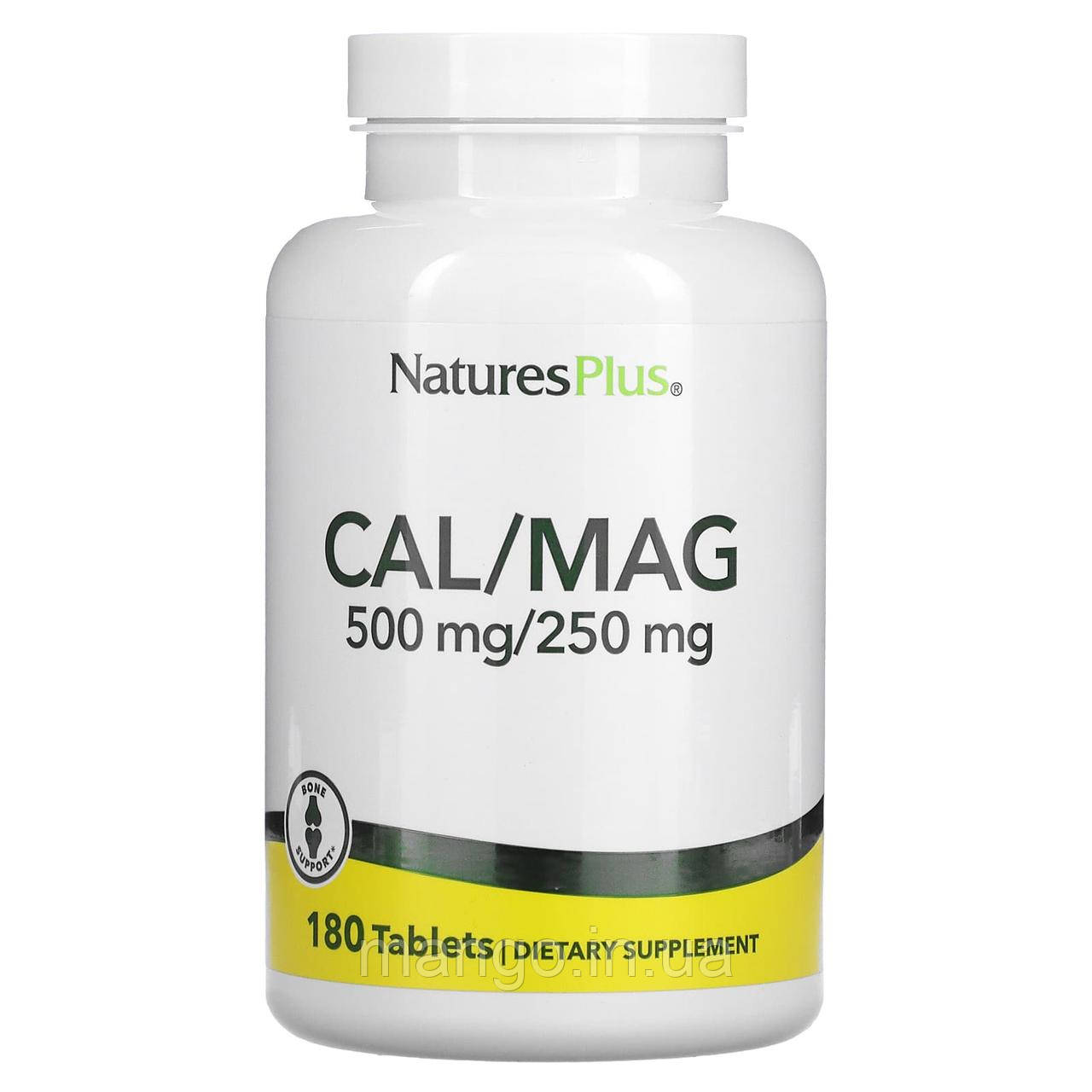 Кальцій і магній, Cal / Mag, Nature's Plus, 500/250 мг, 180 таблеток, фото 1