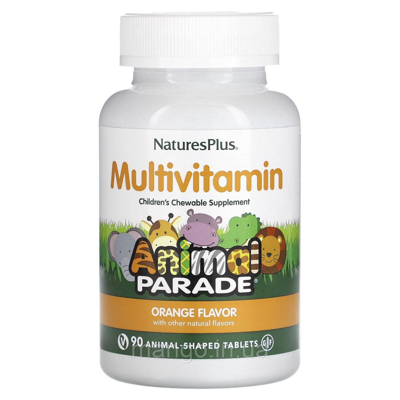 Мультивітаміни та мінерали для дітей, Multi-Vitamin & Mineral Supplement, Nature's Plus, апельсиновий смак, 90 таблеток у формі, фото 1