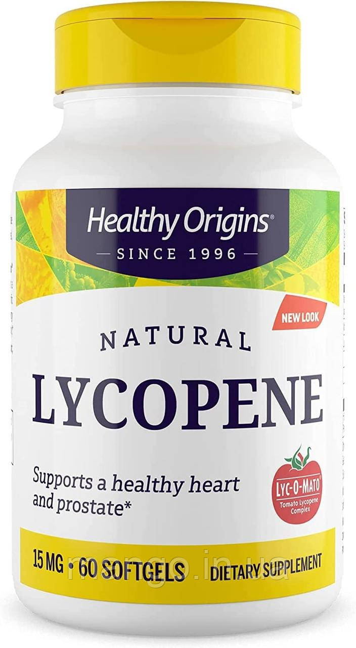 Лікопін, Natural Lycopene, Healthy Origins, 15 мг, 60 гелевих капсул, фото 1