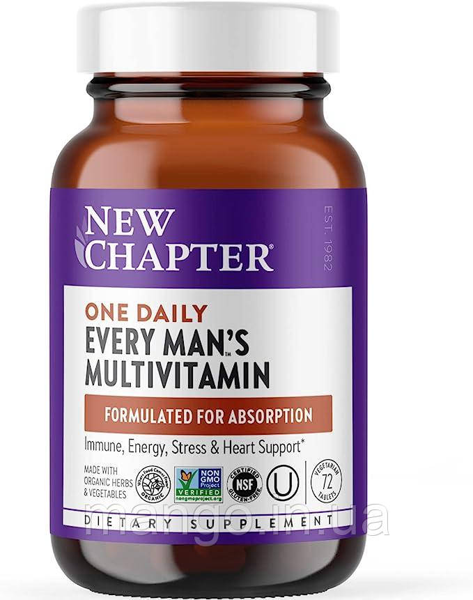 Мультивітаміни для чоловіків, One Daily Every Man's, New Chapter, 72 вегетаріанські таблетки, фото 1