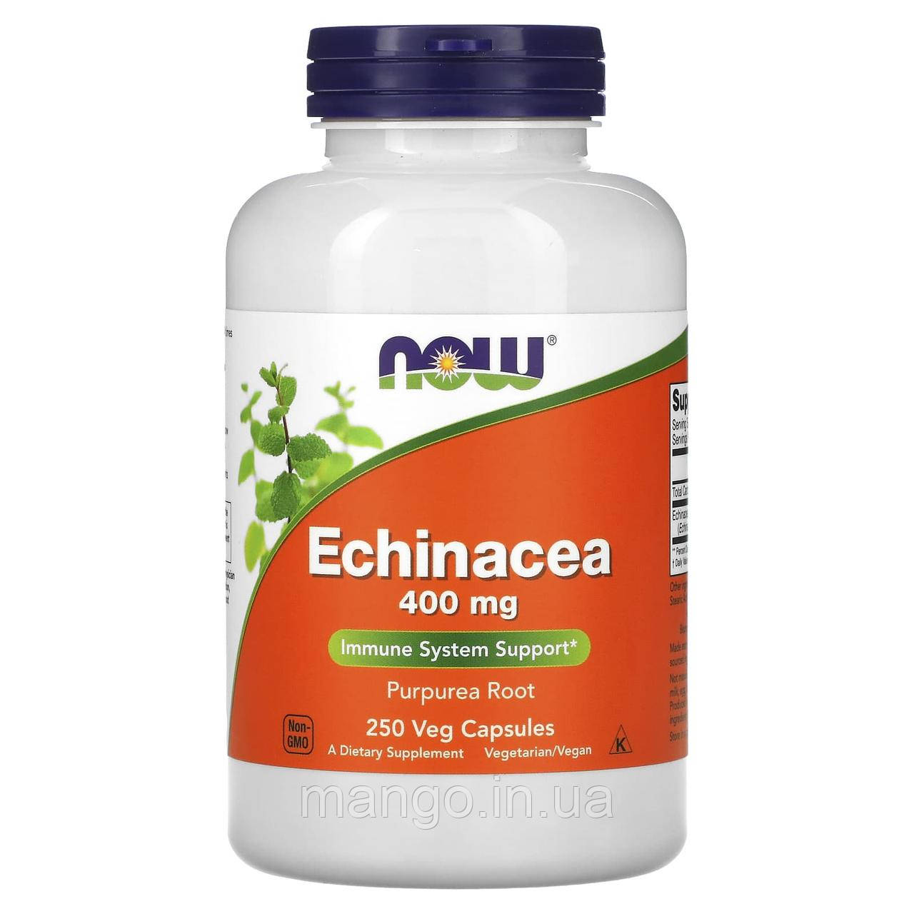 Ехінацея, Echinacea, Now Foods, 400 мг, 250 вегетаріанських капсул, фото 1