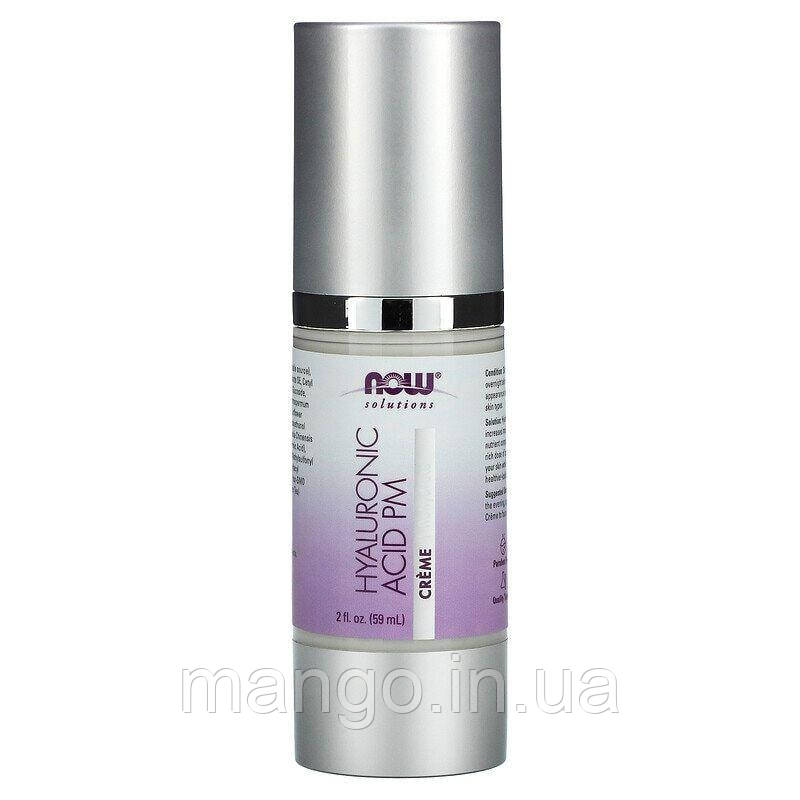 Крем нічний з гіалуроновою кислотою, Hyaluronic Acid Creme, NOW Foods, Solutions, 59 мл, фото 1