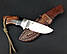 Нескладний ніж ручної роботи Грут №2 з преміальної сталі N690/60-61 HRC, зі шкіряним чохлом, фото 2