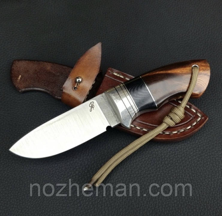 Нескладний ніж ручної роботи Грут №2 з преміальної сталі N690/60-61 HRC, зі шкіряним чохлом, фото 1
