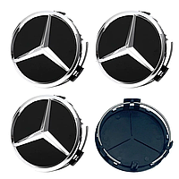 Заглушки ковпачки литих дисків Mercedes 75мм чорні глянцеві