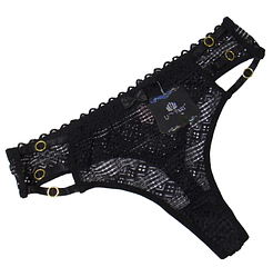 Ажурні стринги з високою посадкою L чорні Lady Part 8345