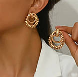 Сережки кільця трендова модель, колір золото, фото 2